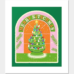 Merry Kitschmas Ceramic Christmas Tree design Posters and Art